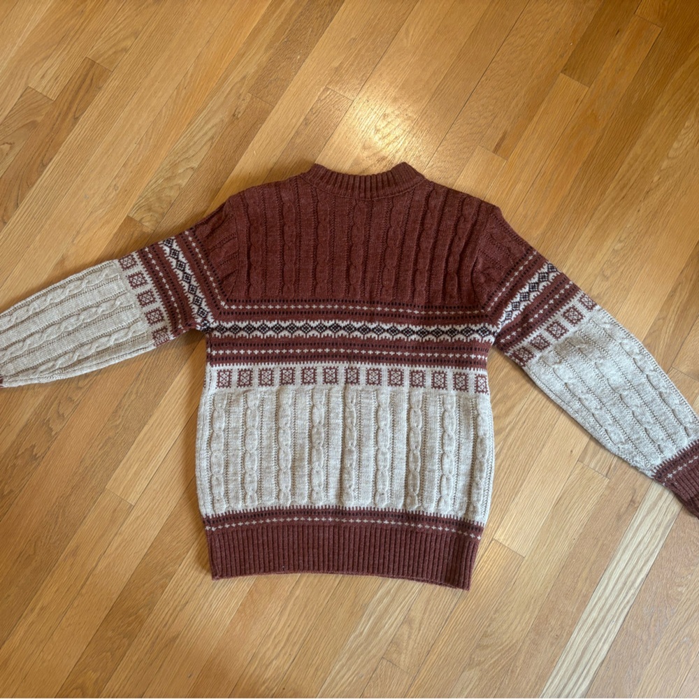 Jantzen Cable Knit Sweater Men’s Vintage M Brown/Beige Fair Isle Nordic